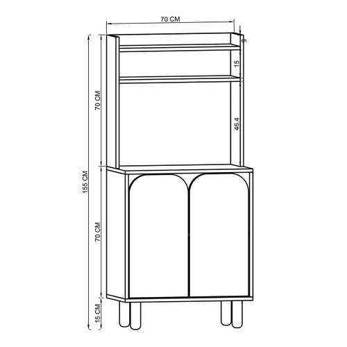 Vaisselier De Cuisine Blanc 2 Portes Courbes Varen