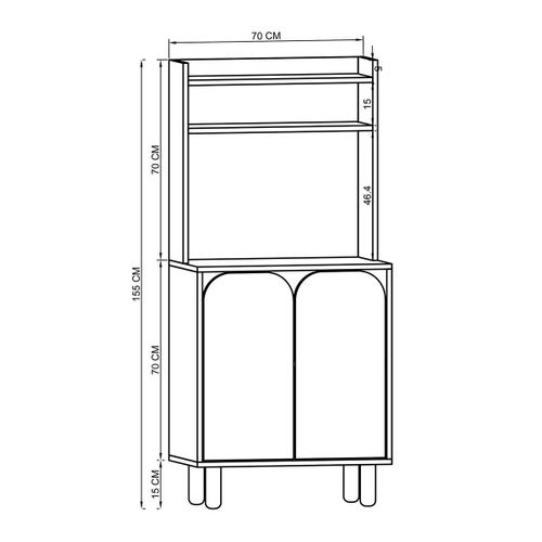 Vaisselier Cuisine Effet Bois 2 Portes Courbes Varen