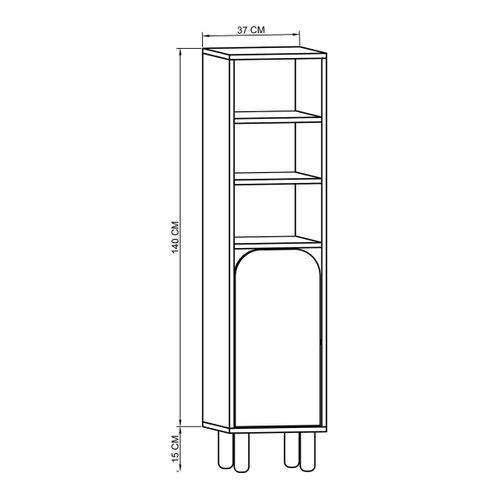 Colonne De Rangement Effet Bois, 1 Porte Courbe Varen