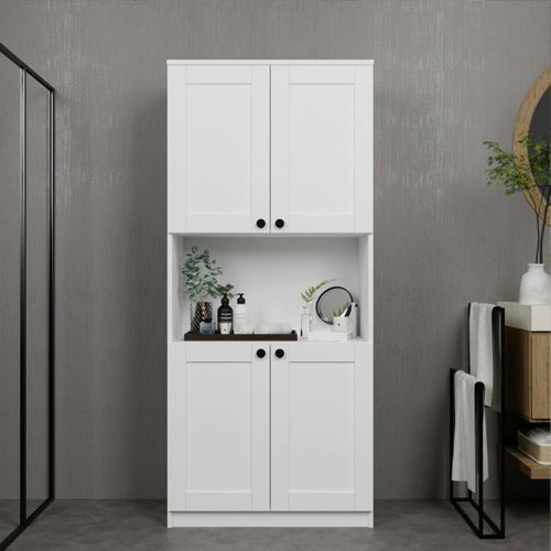 Vaisselier De Cuisine Blanc 4 Portes 1 Niche Rangement Varen