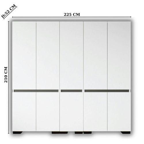 Dressing Double Blanc, 5 Portes Et 2 Tringles Byron