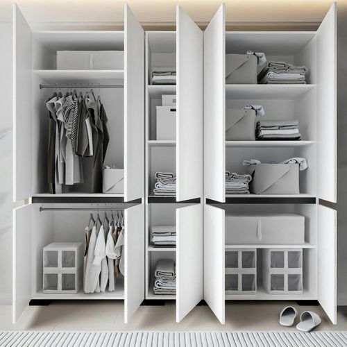 Dressing Double Blanc, 5 Portes Et 2 Tringles Byron