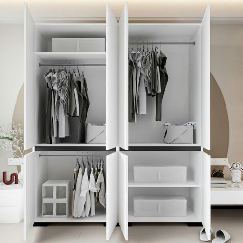 Dressing Double Blanc, 4 Portes Et 3 Tringles Byron