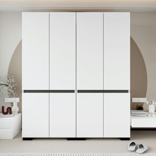 Dressing Double Blanc, 4 Portes Et 3 Tringles Byron