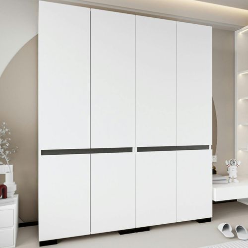 Dressing Double Blanc, 4 Portes Et 3 Tringles Byron