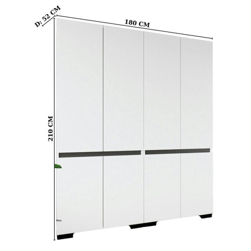 Dressing Double Blanc, 4 Portes Et 3 Tringles Byron