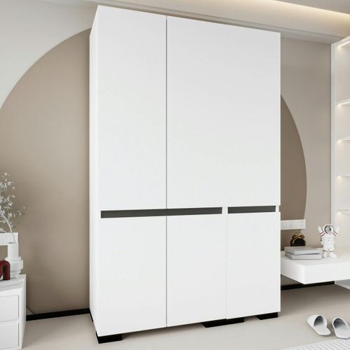 Armoire Penderie Blanche, 3 Portes 2 Tringles Byron