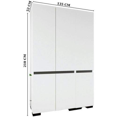 Armoire Penderie Blanche, 3 Portes 1 Tringle Byron