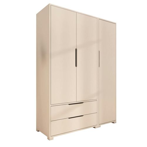 Armoire Penderie Blanche 3 Portes 2 Tiroirs Byron