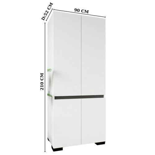 Armoire Penderie Blanche 2 Portes Détail Gris, 1 Étagère Byron