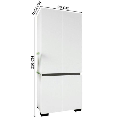 Armoire Blanche 2 Portes Détail Gris, 5 Étagères Byron