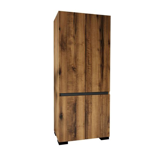 Armoire Penderie 2 Portes Effet Noyer Détail Gris Byron
