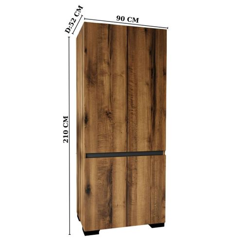 Armoire 2 Portes Effet Noyer Détail Gris, 5 Étagères Byron