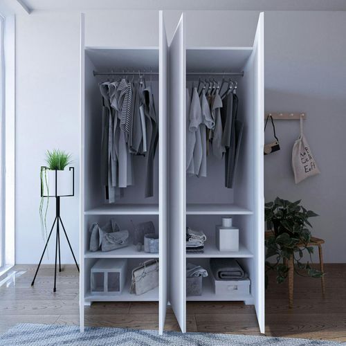 Dressing Double Blanc 4 Portes 2 Penderies 120 Cm Byron