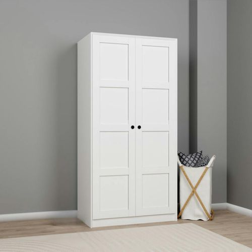 Armoire Penderie 2 Portes Blanche, Détail Encadrement Byron