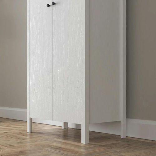 Armoire Étroite Blanche 2 Portes, 10 Étagères Byron