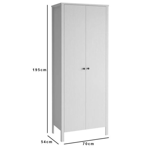 Armoire Étroite Blanche 2 Portes, 10 Étagères Byron