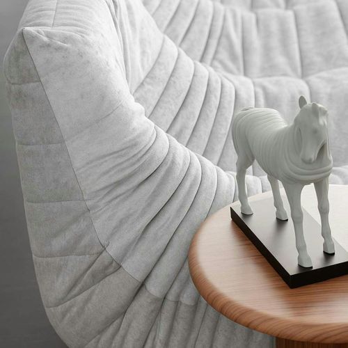 Canapé 3 Places Blanc En Tissu Plissé 210 Cm Arven