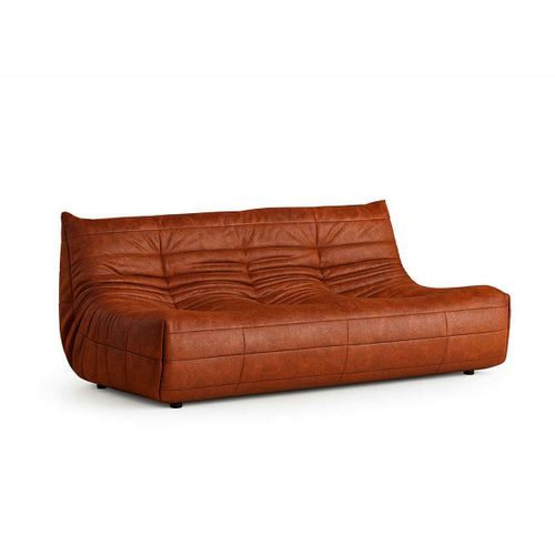 Canapé 3 Places Rouille En Tissu Plissé 210 Cm Arven