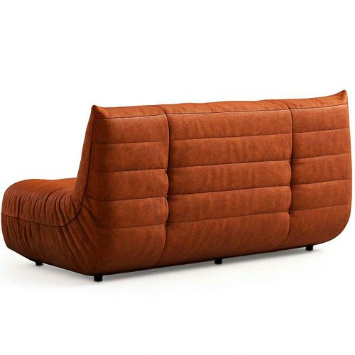 Canapé 3 Places Rouille En Tissu Plissé 210 Cm Arven