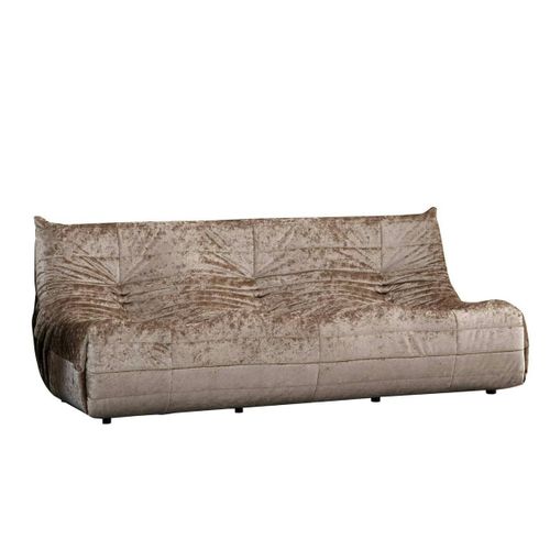 Canapé 3 Places Beige En Tissu Plissé 210 Cm Arven
