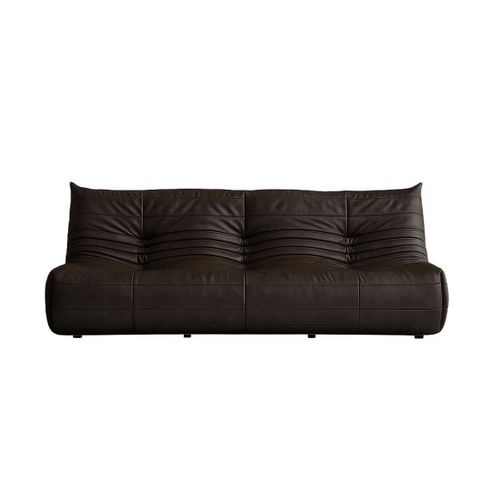 Canapé 3 Places Marron En Tissu Plissé 210 Cm Arven