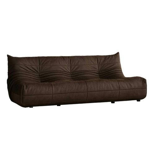 Canapé 3 Places Marron En Tissu Plissé 210 Cm Arven