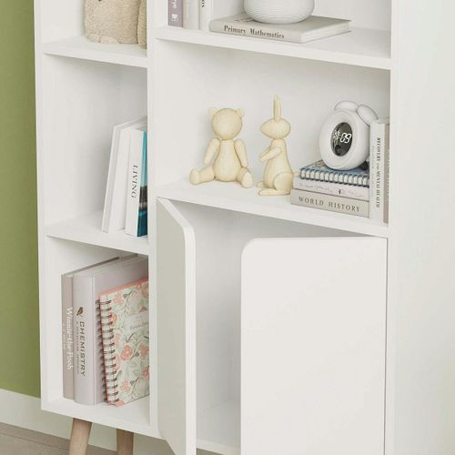 Bibliothèque Blanche Moderne 2 Portes 5 Étagères Marfa