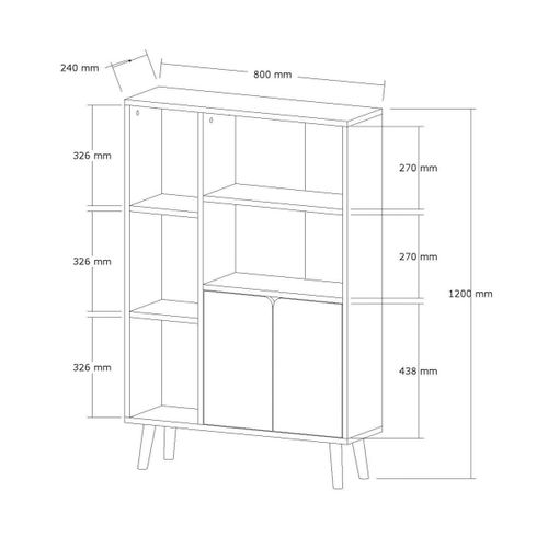 Bibliothèque Blanche Moderne 2 Portes 5 Étagères Marfa