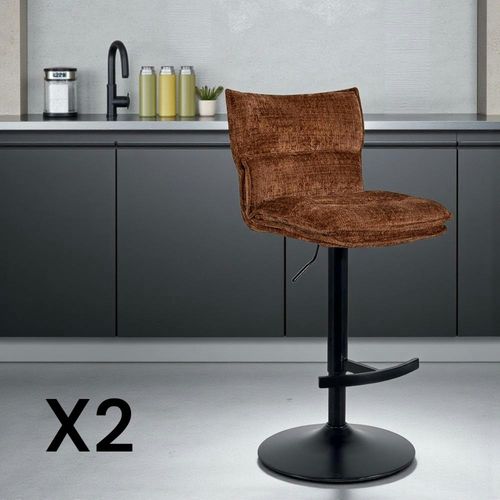 Tabouret De Bar Réglable En Tissu Terracotta (lot De 2) Iena