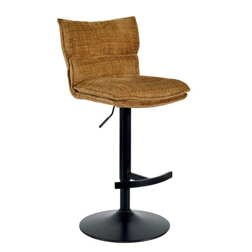 Tabouret De Bar Réglable En Tissu Moutarde (lot De 2) Iena