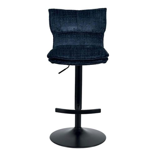 Tabouret De Bar Réglable En Tissu Bleu Nuit (lot De 2) Iena