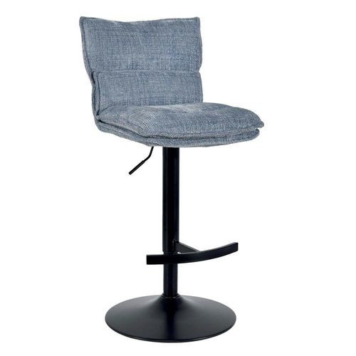 Tabouret De Bar Réglable En Tissu Gris Bleu (lot De 2) Iena