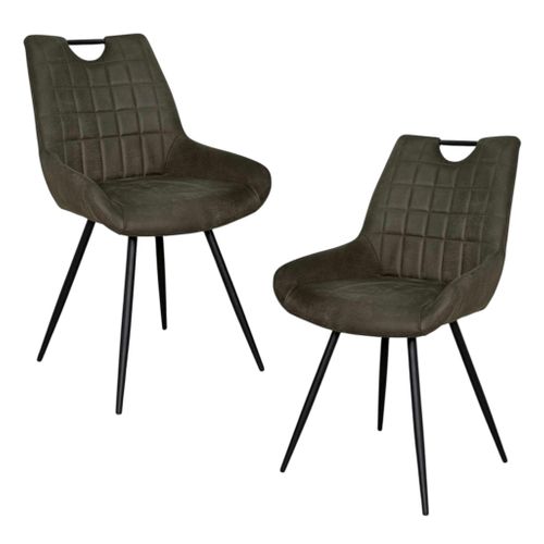 Chaise Vert Foncé Effet Vieilli à Poignée Intégrée (lot De 2) Malmoe