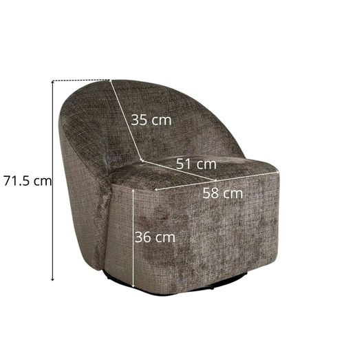 Fauteuil Pivotant Gris Bleu Dossier Rond Tissu Texturé Iena