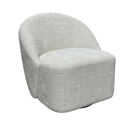 Fauteuil Pivotant Blanc Dossier Rond Tissu Texturé Doux Iena