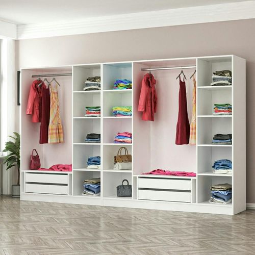 Dressing Design 7 Portes En Verre Noir Et Cadre Blanc Byron