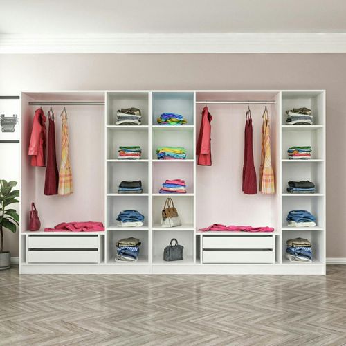 Dressing Design 7 Portes En Verre Noir Et Cadre Blanc Byron