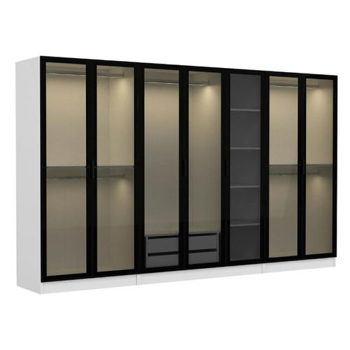 Dressing Design XXL 5 Penderies, Blanc et Verre Noir Byron