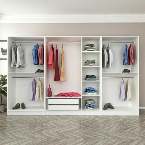 Dressing Design XXL 5 Penderies, Blanc et Verre Noir Byron