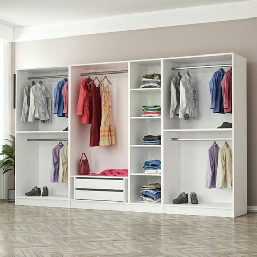 Dressing Design XXL 5 Penderies, Blanc et Verre Noir Byron