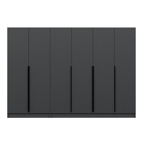 Dressing 6 Portes Grises Rainurées 3 Penderies Byron