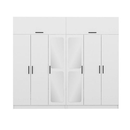 Armoire Penderie Blanche, 8 Portes 4 Miroirs Byron