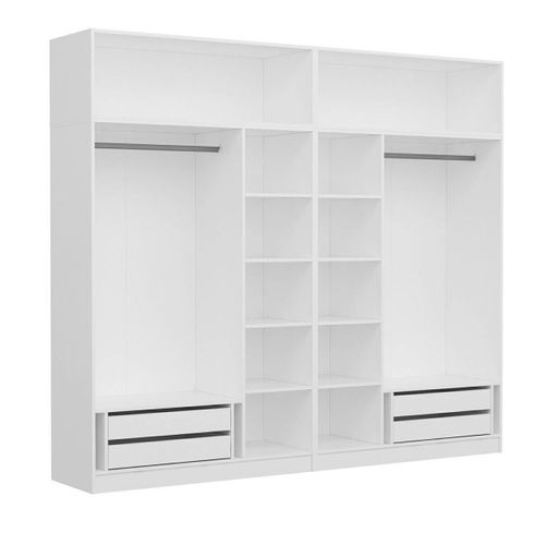 Armoire Penderie Blanche, 8 Portes 4 Miroirs Byron