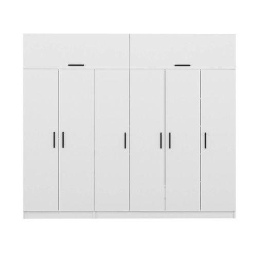 Armoire Penderie Blanche, 8 Portes 3 Portants Byron