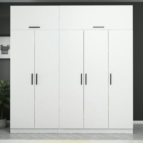 Armoire Dressing Blanche 7 Portes Vitrées 5 Portants Byron