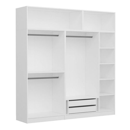 Armoire Dressing Blanche 7 Portes Vitrées 5 Portants Byron