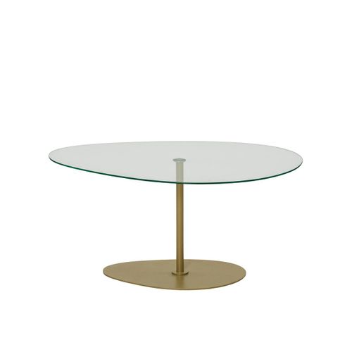 Table Basse En Verre Forme Triangle Organique Pied Doré Tulum