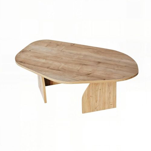 Table Basse Design Effet Bois, Forme Organique Galet Marfa