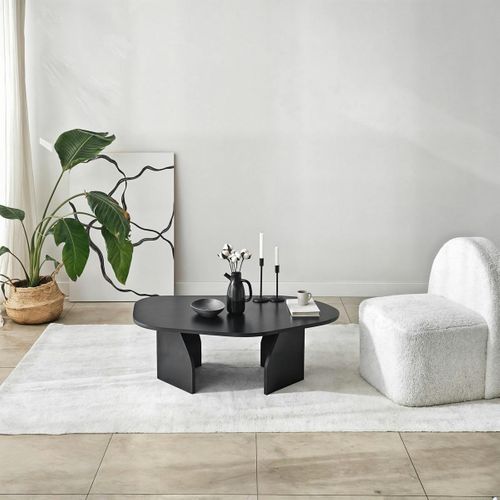 Table Basse Design Noire, Forme Organique Galet Marfa
